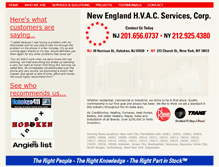 Tablet Screenshot of newenglandhvacservices.com